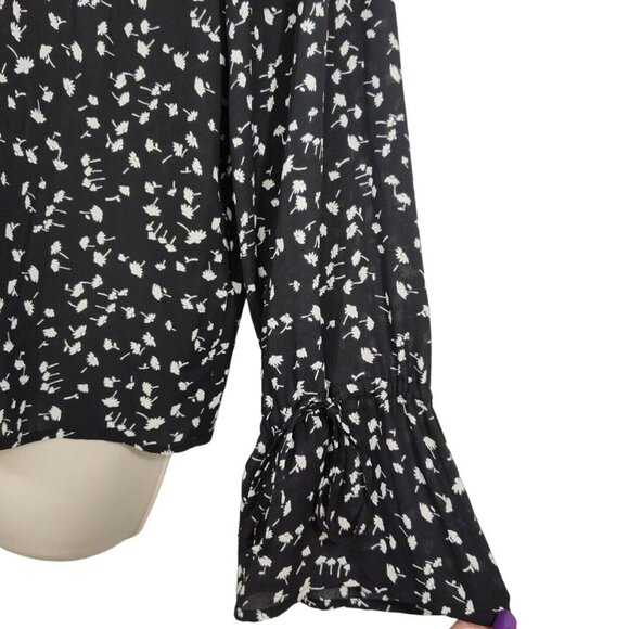 J. Crew Black and White Floral Popover Blouse - Picture 4 of 9